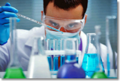 Chemist pipetting a sample